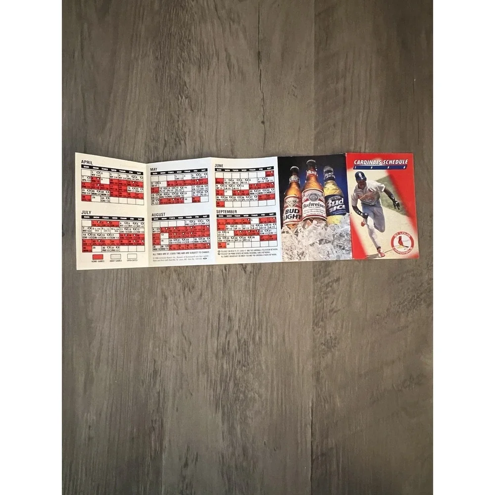 1996 St Louis Cardinals Season Schedule Calendar Budweiser Bud‎ Light GUC